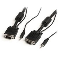 StarTech.com Monitor-VGA-Koaxial-Videokabel mit Audio für hohe Auflösung - HD15 Stecker/Stecker - VGA- / Audiokabel - HD-15, Mini-Phone Stereo 3,5 mm (M) - HD-15, Mini-Phone Stereo 3,5 mm (M) - 2,0m - geformt, Flügelschrauben - Schwarz (MXTHQMM2MA) von Startech
