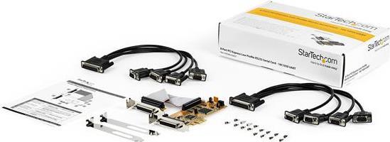 StarTech.com PEX8S1050LP PCI Express Schnittstellenkarte (8 Ports, RS232, PCIe, low profile, 16550 UART, DB9 Serial Card) - Serieller Adapter - PCIe Low-Profile - RS-232 x 8 - Gelb von Startech
