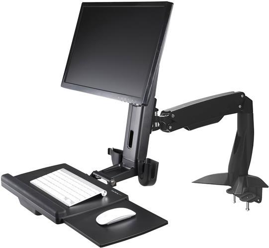 StarTech.com Sitz Steh Monitorarm - Befestigungskit (Bodenplatte, Spalte, Durchführungsplatte, Tastatur-Tablett, Unterlegscheiben, Monitorarm, Klemmhalterung, Basis, Basis-Pad) für Monitor / Tastatur - Bildschirmgröße: bis zu 61 cm (bis zu 61,00cm (24) ) - Tischmontage (optional) von Startech