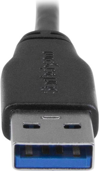 StarTech.com Slim Micro USB3.0 cable - 0,5m (20in) - USB-Kabel - 9-polig USB Typ A (M) - 10-polig Micro-USB Typ B (M) - 50cm (USB3.0) - geformt, Winkelverbinder, links - Schwarz (USB3AU50CMLS) von Startech