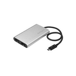 StarTech.com Thunderbolt 3 to Dual DisplayPort Adapter - 4K 60Hz - Mac and Windows Compatible - Externer Videoadapter - Thunderbolt 3 - 2 x DisplayPort - Silber von Startech