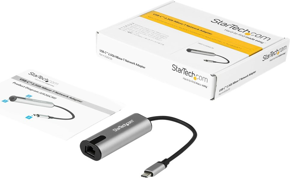 StarTech.com US2GC30 USB LAN Adapter (USB-C auf Gigabit Network / RJ45 Adapter, 2.5 GBASE-T) - Netzwerkadapter - USB-C - 10M/100M/1G/2,5 Gigabit Ethernet x 1 + USB 3.0 - Schwarz, Space-grau von Startech