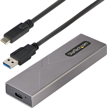 StarTech.com USB-C M.2 Externes Gehäuse für NVMe und SATA M.2 - USB-C/USB-A auf M.2 NVMe/SATA SSD - 10Gbit/s - M/B+M key M.2 Laufwerke - 2230/2242/2260/2280 - Aluminiumgehäuse - werkzeuglos - USB-C und USB-A Kabel (M2-USB-C-NVME-SATA) von Startech