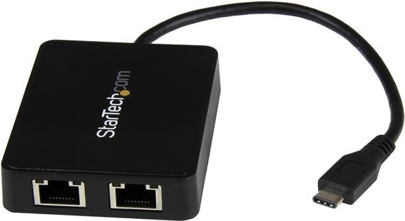 StarTech.com USB-C auf Dual-Gigabit Ethernet Adapter mit USB (Typ-A) Anschluss - USB Type-C Gigabit Netzwerk Adapter - Netzwerkadapter - USB Type-C - Gigabit Ethernet + USB3.0 (US1GC301AU2R) von Startech