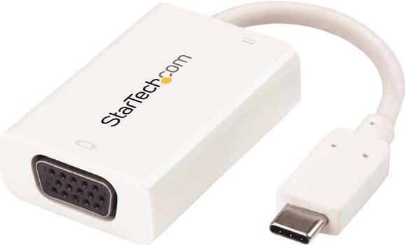 StarTech.com USB-C auf VGA Videoadapter mit USB Stromversorgung - Thunderbolt 3 kompatibel - USB-C zu VGA Adapter - 1920 x 1200 - Weiß - Externer Videoadapter - USB-C - VGA - weiß von Startech