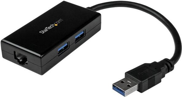 StarTech.com USB3.0 auf Gigabit Netzwerk Adapter mit 2 Port USB Hub - Netzwerkadapter - SuperSpeed USB3.0 - Gigabit Ethernet x 1 - Schwarz (USB31000S2H) von Startech