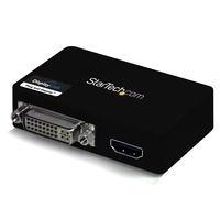 StarTech.com USB3.0 auf HDMI / DVI Video Adapter - Externe Dual Multi Monitor Grafikkarte - 1920x1200 - Externer Videoadapter - DisplayLink DL-3900 - 1GB - SuperSpeed USB3.0 - DVI, HDMI - Schwarz (USB32HDDVII) von Startech