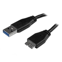 StarTech.com schlankes SuperSpeed USB3.0 A auf Micro B Kabel - St/St - USB-Kabel - 9-polig USB Typ A (M) - 10-polig Micro-USB Typ B (M) - 3,0m (USB3.0) - geformt - Schwarz (USB3AUB3MS) von Startech