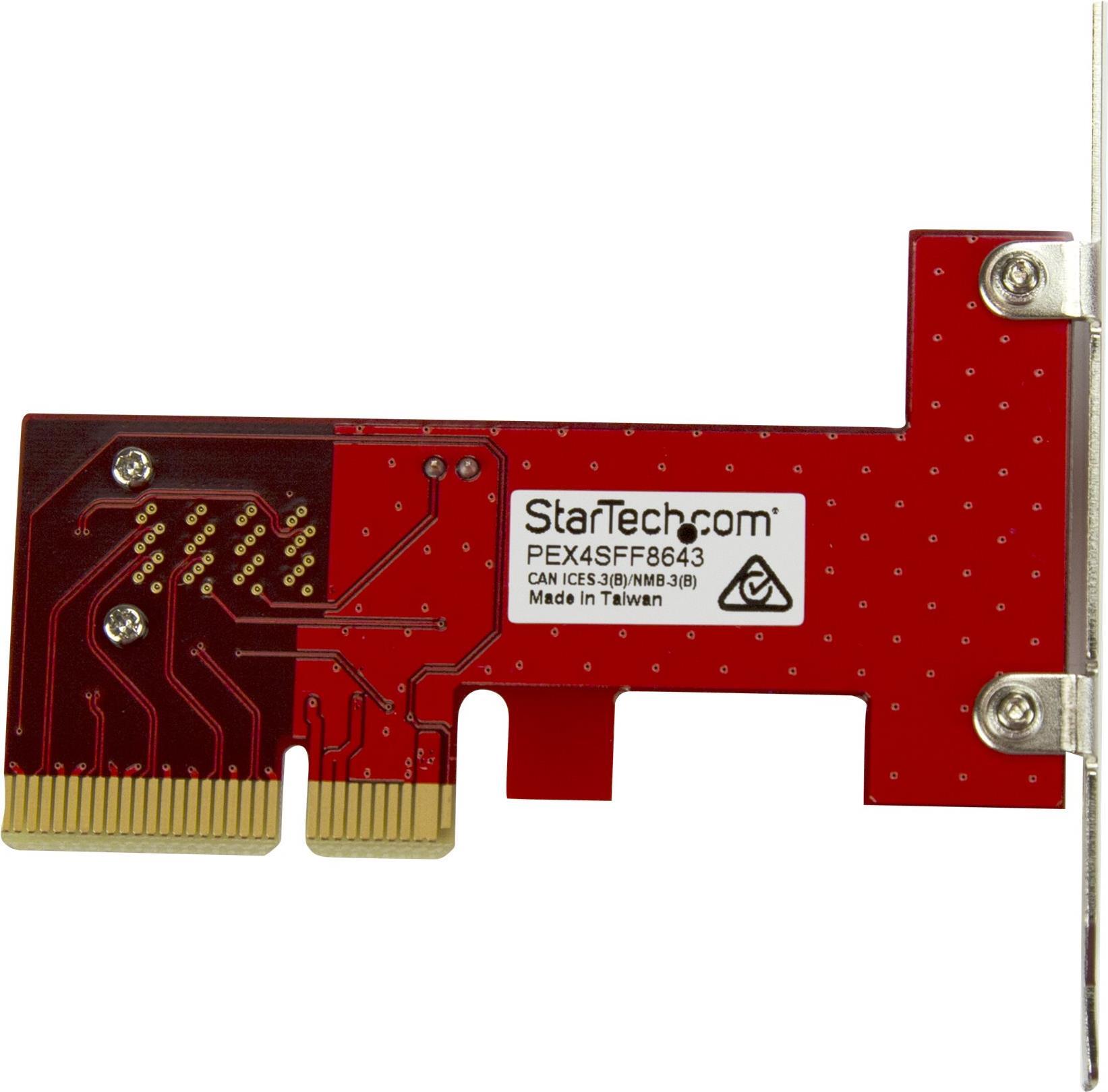 StarTech.com x4 PCI Express to SFF-8643 Adapter for PCIe NVMe U.2 SSD - Schnittstellenadapter - U.2 (U.2) - Expansion Slot to U.2 (Expansion Slot to U.2) - SAS 12Gb/s - PCIe x4 - Rot (PEX4SFF8643) von Startech
