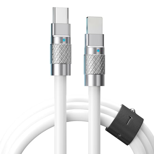 Statik TSumoCharge USB-C-Kabel auf i-Produkt, 27 W, Schnellladekabel, strapazierfähig, Flüssigsilikon, USB-C-Kabel, unterstützt Datenübertragung, Typ-C-Kabel, 1,8 m/2 m, Weiß von Statik