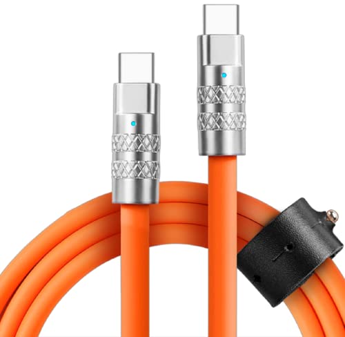 Statik TSumoCharge USB-C-auf-USB-C-Kabel, 100 W, Schnellladekabel, robustes, unzerbrechliches Silikon, unterstützt Datenübertragung Typ C auf Typ C, Orange von Statik