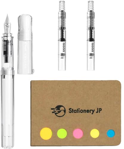 Pilot Kakuno Fountain Pen, Fine Nib, Non Color Body, Pilot Fountain Pen Converter, CON-40, 2-Pieces, Sticky Notes Value Set von Stationery JP