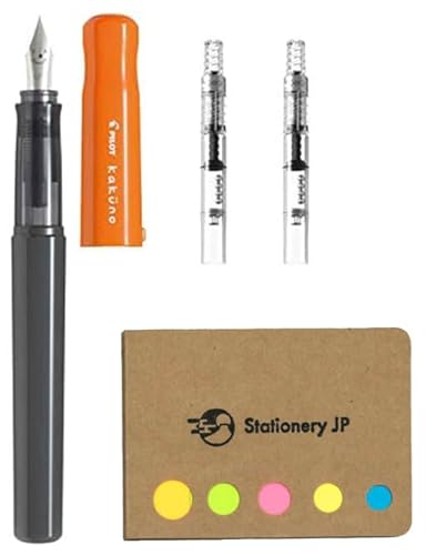Pilot Kakuno Fountain Pen, Fine Nib, Orange Body, Pilot Fountain Pen Converter, CON-40, 2-Pieces, Sticky Notes Value Set von Stationery JP