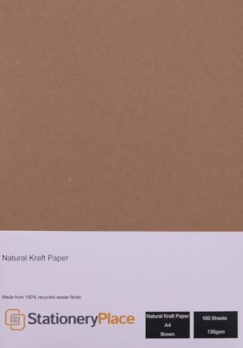 Stationery Place Kraftpapier, A4, 130 g/m ², 100%recycelt, Braun, 100 Stück Stationery Place Kraftpapier, A4, 130 g/m ², 100%recycelt, Braun, 100 Stück von StationeryPlace