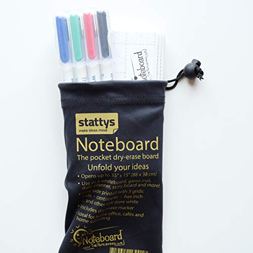 Stattys Noteboard – Faltbares Whiteboard im Taschenformat mit 4 trocken abwischbaren Markern von Stattys