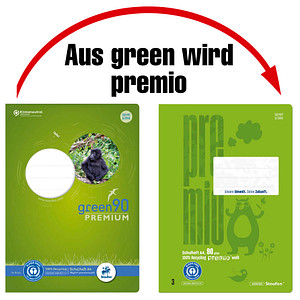 Staufen® Schulheft green Lineatur 20 blanko DIN A4 ohne Rand, 16 Blatt von Staufen®