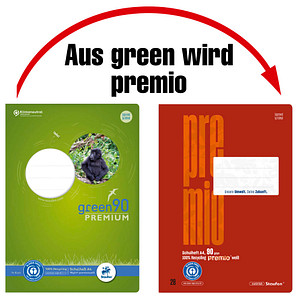 Staufen® Schulheft green Lineatur 28 kariert DIN A4 Innen- und Außenrand, 16 Blatt von Staufen®