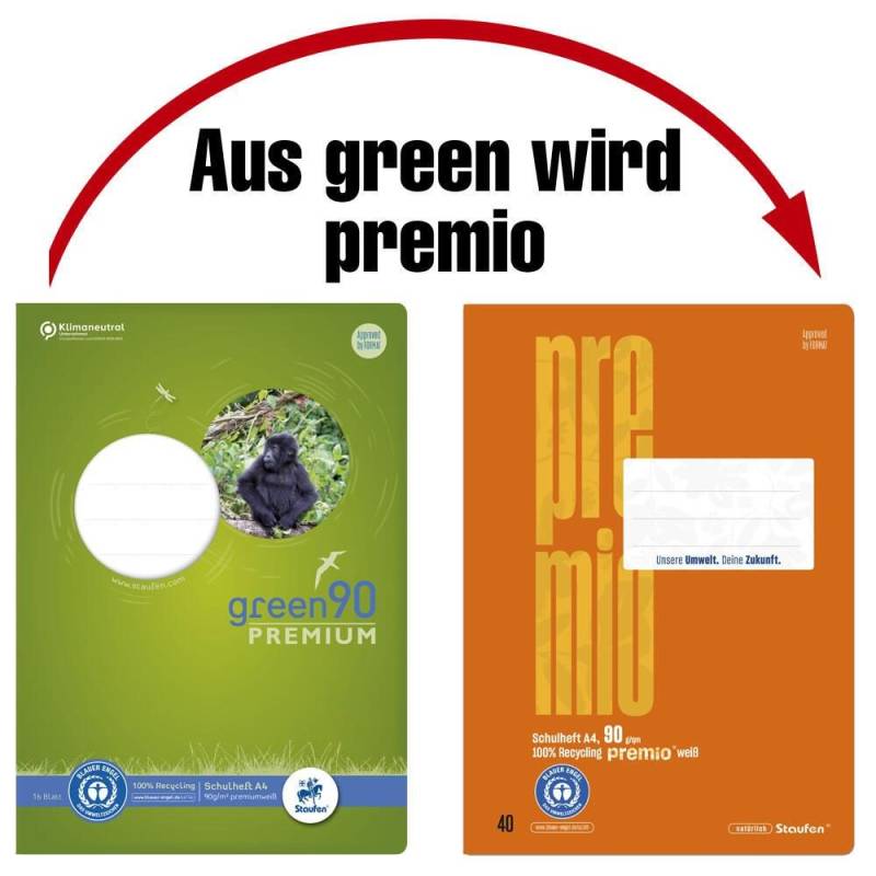 Staufen® Schulhefte Staufen Heft green A4 LIN 40 kariert DIN A4 16 von Staufen®