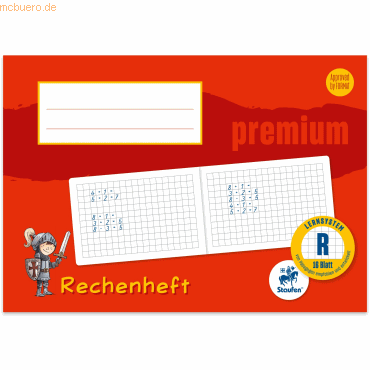 10 x Staufen Rechenheft Premium A5 kariert Lineatur R 16 Blatt farbig von Staufen