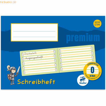 Staufen Schreibheft Premium A5 quer farbige Mittelzeile Lineatur 0 16 von Staufen
