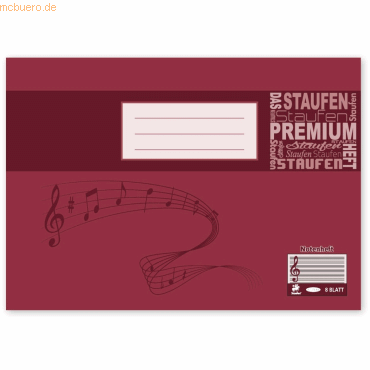 5 x Staufen Notenheft Premium A5 quer 8 Blatt von Staufen