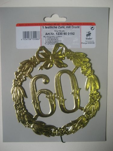 Jubiläumszahl 60 - Ø 13 cm, Draht, gold von Staufen