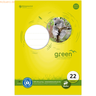 Staufen Arbeitsblätterblock 22 Green A4 80g/qm 50 Blatt kariert 5mm Staufen Arbeitsblätterblock 22 Green A4 80g/qm 50 Blatt kariert 5mm von Staufen