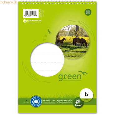 Staufen Spiralblock Green A5 Kopf 70 g/qm blanko Lineatur 6 40 Blatt von Staufen