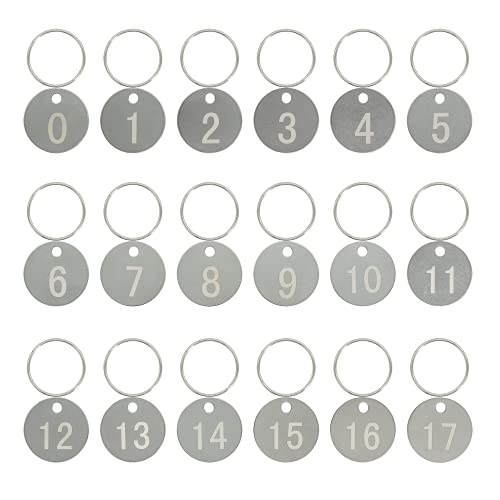 304 Edelstahl Nummernschilder Schlüsselanhänger ID Tags mit weißen Zahlen (1-20) von StayMax
