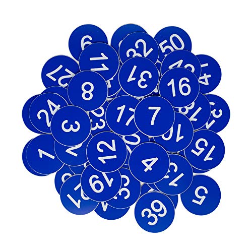 Nummernschilder aus Kunststoff, graviert, nummeriert, ID-Anhänger, Schlüsselanhänger, ohne Loch (1–100, Blau) von StayMax