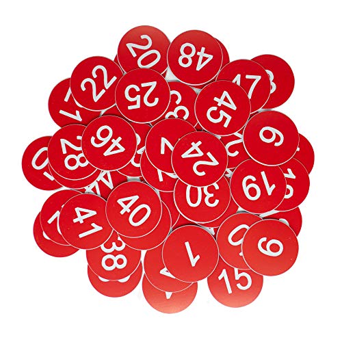 Nummernschilder aus Kunststoff, graviert, nummeriert, ID-Anhänger, Schlüsselanhänger, ohne Loch (1–100, Rot) von StayMax