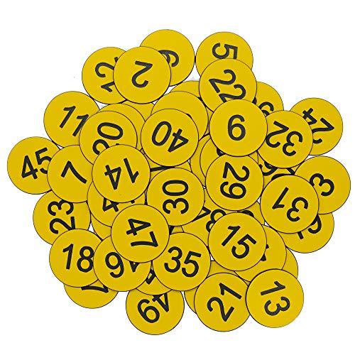 Nummernschilder aus Kunststoff, graviert, nummeriert, ID-Anhänger, Schlüsselanhänger, ohne Loch (1–50, Gelb) von StayMax