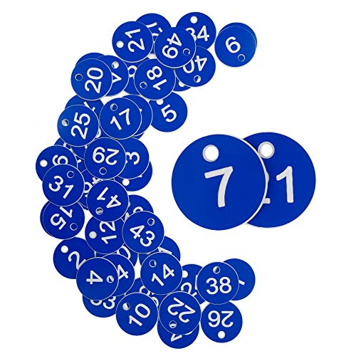 Nummernschilder aus Kunststoff, graviert, ohne Schlüsselringe, 1 - 100, Blau von StayMax