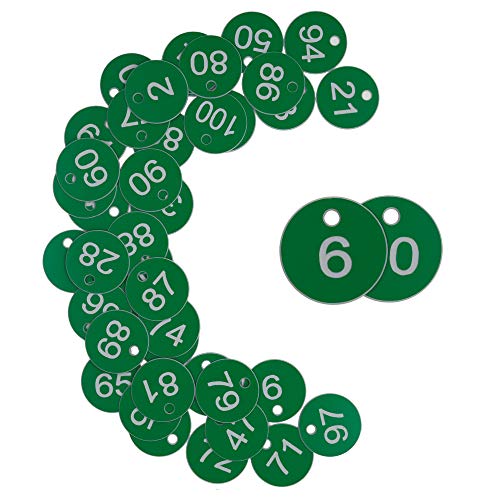Nummernschilder aus Kunststoff, graviert, ohne Schlüsselringe, 1 - 50, Grün von StayMax