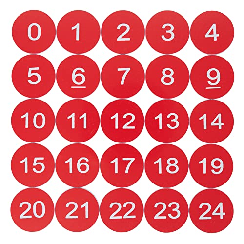 Nummernschilder aus Kunststoff, nummeriert, graviert, ohne Loch, rund (0-100, rot) von StayMax