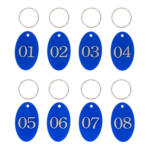 Ovale, nummerierte Etiketten aus Acryl mit Schlüsselring zum Organisieren (blau, 01-100) von StayMax