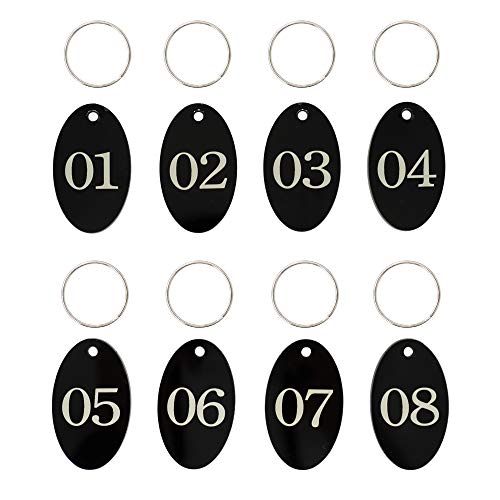 Ovale nummerierte Etiketten aus Acryl mit Schlüsselring für Organisation (schwarz, 01-100) von StayMax