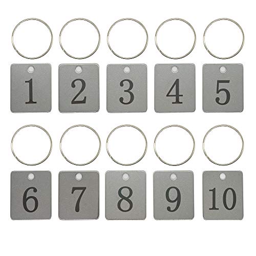 Rechteckige Edelstahl-Nummernschilder mit Schlüsselringen (1–25) von StayMax