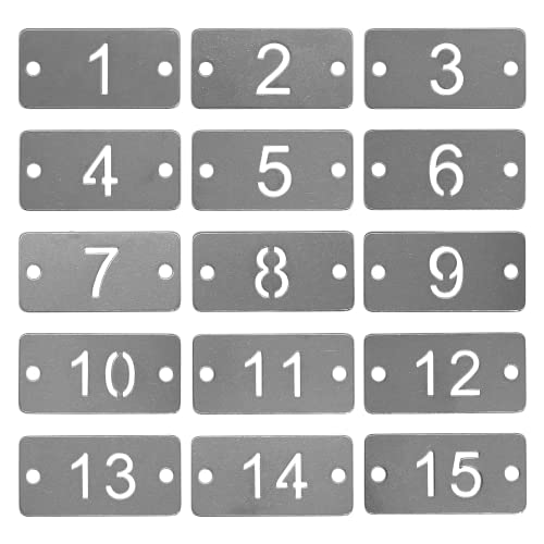 Rechteckige Nummernschilder aus Metall, ausgehöhlt, nummeriert, Edelstahl, mit zwei Löchern (1–25) von StayMax