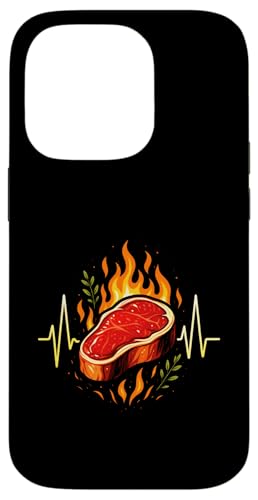Grillen Steak Ekg Herzlinie Griller Bbq Sommer Hülle für iPhone 14 Pro von Steak Liebhaber Fleisch
