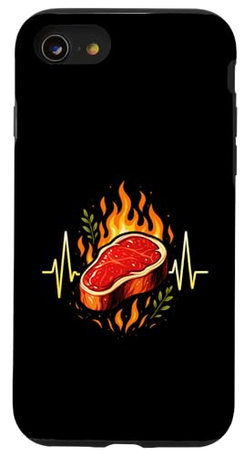 Grillen Steak Ekg Herzlinie Griller Bbq Sommer Hülle für iPhone SE (2020) / 7 / 8 von Steak Liebhaber Fleisch