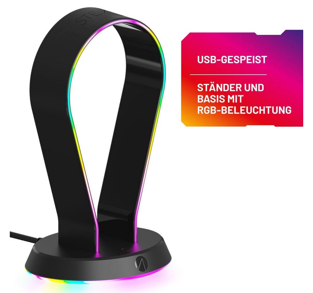 Stealth LED Headset Ständer mit USB Ports Gaming-Headset Zubehör (12 RGB Beleuchtungseffekte) von Stealth