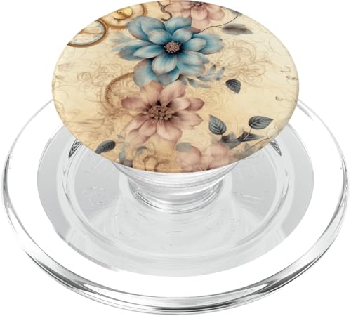 Steampunk-Blumenmuster, Blumen, Vintage-inspirierte Designs PopSockets PopGrip für MagSafe Steampunk-Blumenmuster, Blumen, Vintage-inspirierte Designs PopSockets PopGrip für MagSafe von Steampunk Style Graphics