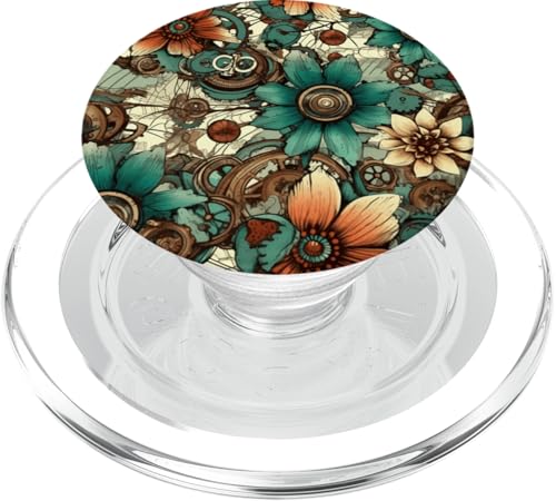 Steampunk Floral Design, Gear Flowers Art, Blumen, Mechaniker PopSockets PopGrip für MagSafe Steampunk Floral Design, Gear Flowers Art, Blumen, Mechaniker PopSockets PopGrip für MagSafe von Steampunk Style Graphics