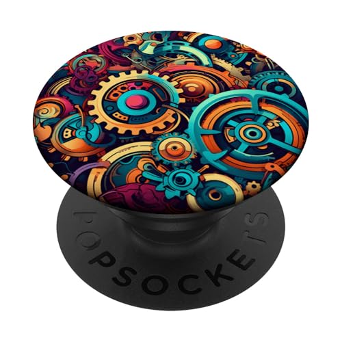 Steampunk-Getriebe, buntes mechanisches Getriebe-Design, Handy-Griff PopSockets Klebender PopGrip Steampunk-Getriebe, buntes mechanisches Getriebe-Design, Handy-Griff PopSockets Klebender PopGrip von Steampunk Style Graphics