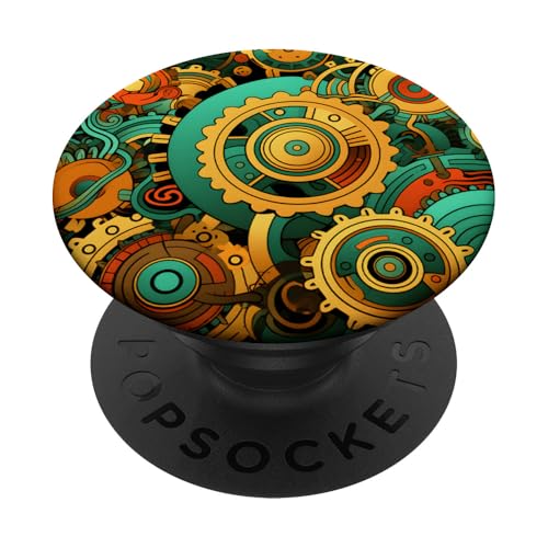 Steampunk-Getriebe-Design, Vintage-inspirierter Handy-Griff PopSockets Klebender PopGrip von Steampunk Style Graphics