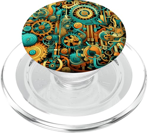 Steampunk-Getriebe-Design, mechanischer Vintage-Telefongriff, Retro PopSockets PopGrip für MagSafe von Steampunk Style Graphics