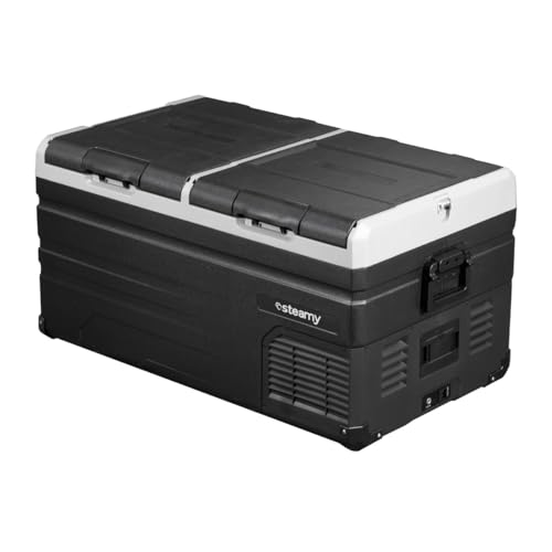 Steamy-E Dual Zone 95, Elektrische Kompressor-Kühlbox, 90 Liter, 12V/230V, voor warm houden en koelen, ideaal voor op de Camping Steamy-E Dual Zone 95, Elektrische Kompressor-Kühlbox, 90 Liter, 12V/230V, voor warm houden en koelen, ideaal voor op de Camping von Steamy