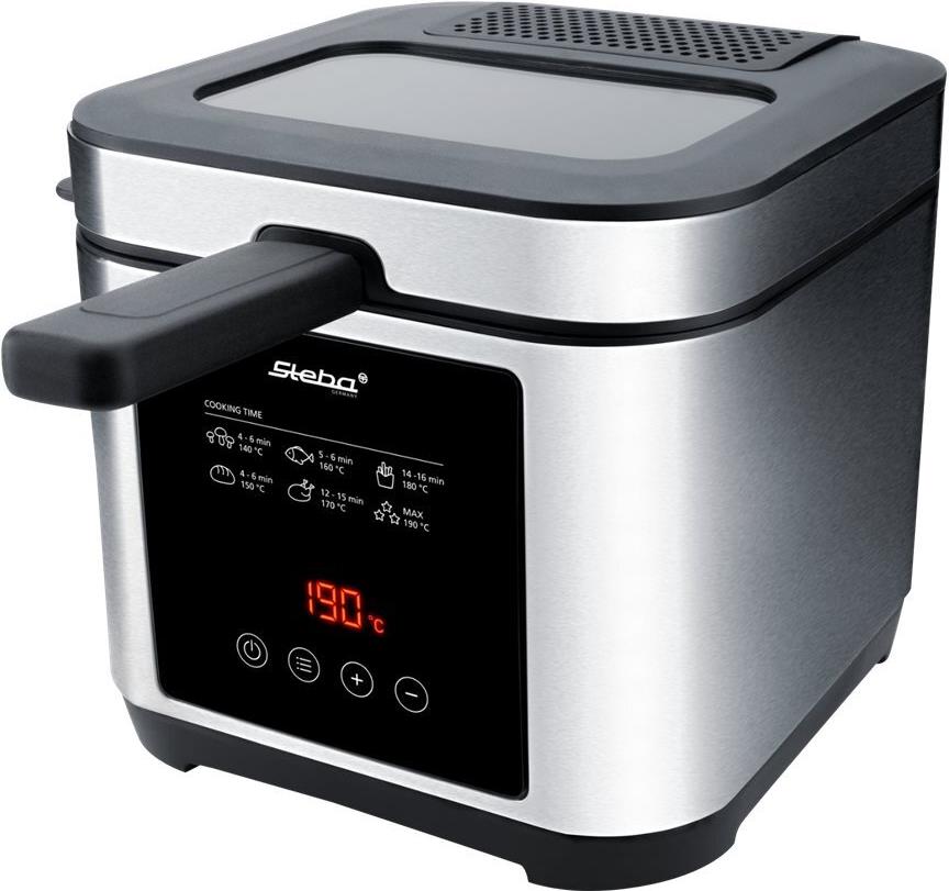 Steba Germany DF 150 Fritteuse 1200 W Timerfunktion, stufenloser Temperaturregler, mit Display Edelstahl, Schwarz (263500) von Steba