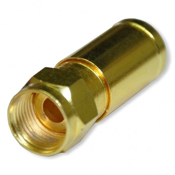 Kompressionstecker Gold für Kabel-Ø 6,8-7,20mm Vollmetall von Stecker und Dosen